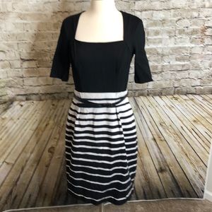 WHBM Dress Size 4 Black/White Stripe